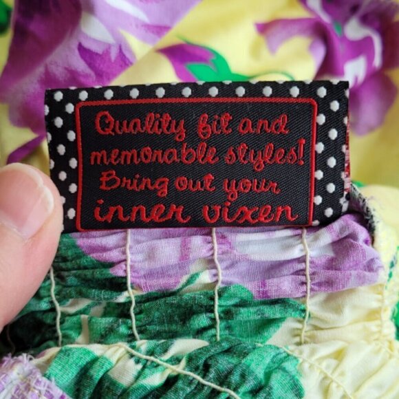 Voodoo Vixen Yellow Floral Pinup Dress XS 1950s Retro Sleeveless Cotton Summer - Picture 6 of 10